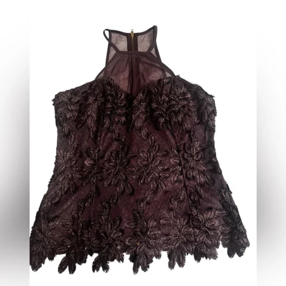VENUS Deep purple Floral Lace Halter Blouse - Picture 2 of 5